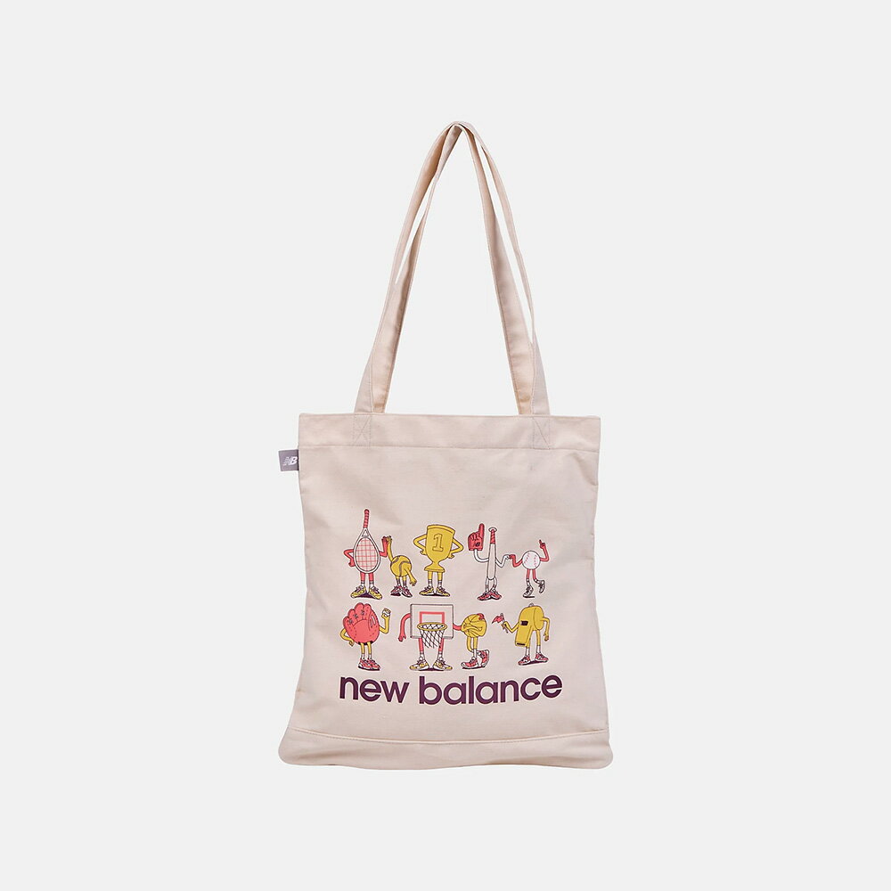 【全館滿額折】New Balance 米白 插畫帆布 帆布 側背 手提 托特包 H8553【新竹皇家LAB51503 DTR】