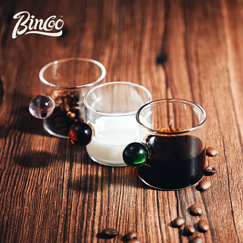 Bincoo迷你咖啡杯套裝日式小容量玻璃杯高顏值創意杯子帶把手迷你