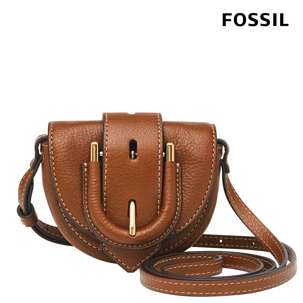 送禮首選★FOSSIL Harwell 真皮迷你翻蓋馬鞍包-咖啡色 ZB1849200【美國時尚品牌】 附防塵袋+提袋【全館滿額折價★FOSSIL全系列包夾送美妝蛋】