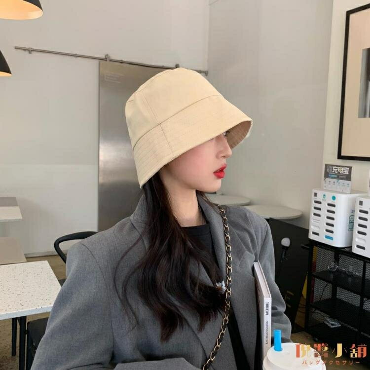 漁夫帽女百搭素色帽子女韓版潮防曬遮陽帽水桶帽【倪醬小舖】