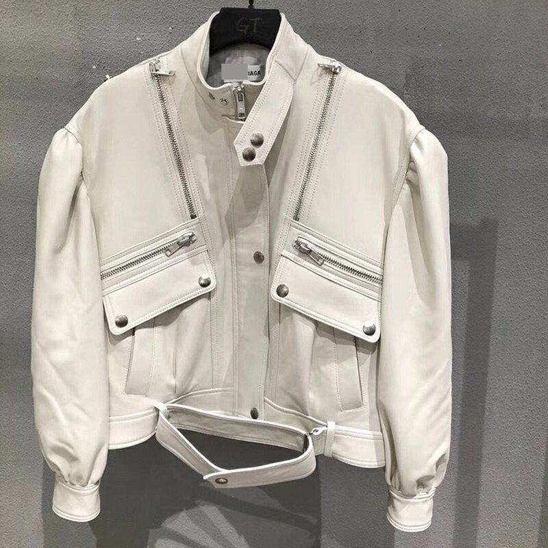 【巴黎精品】皮衣外套真皮夾克-韓版多元素羊皮機車女外套3色a1dp75
