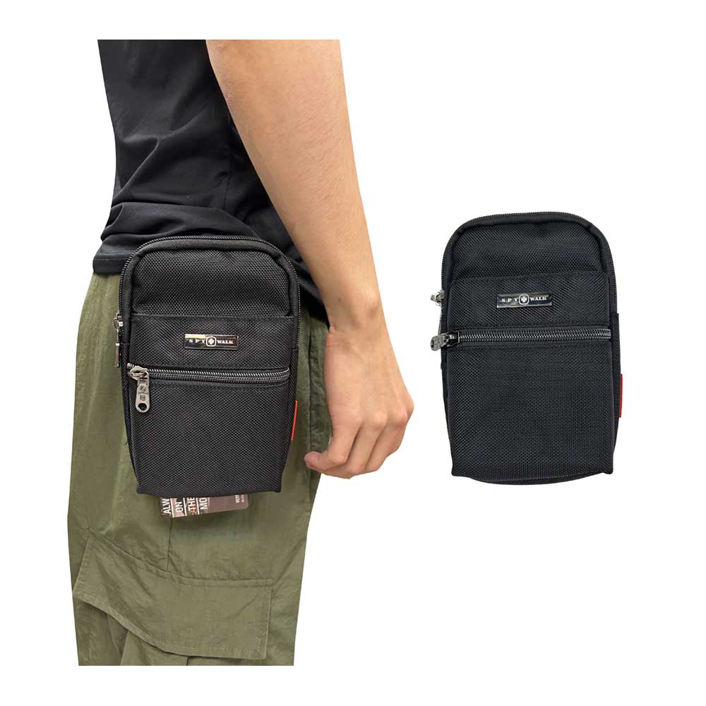 ~雪黛屋~SPYWALK 腰掛包小容量7手機二主袋+外袋共四層穿皮帶固定SW1082