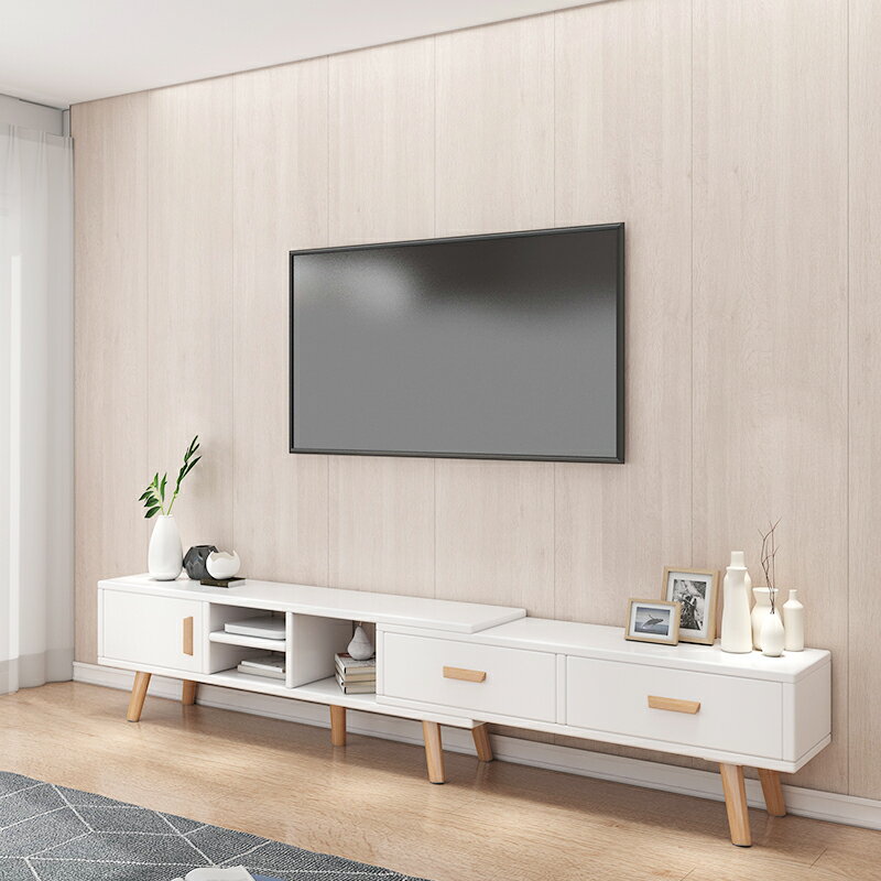 電視柜簡約現代組合墻柜家用可伸縮電視機柜北歐小戶型背景墻柜