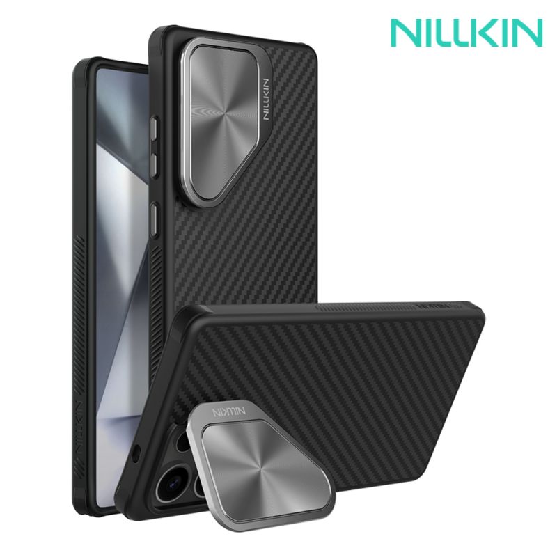 NILLKIN SAMSUNG 三星 Galaxy S25 Ultra S25U 纖極碳纖維紋磁吸殼(覆蓋版) 保護殼 保護套 手機殼 雙料殼 鏡頭保護 可站立 鏡頭支架 防塵蓋 鏡頭蓋MagSafe