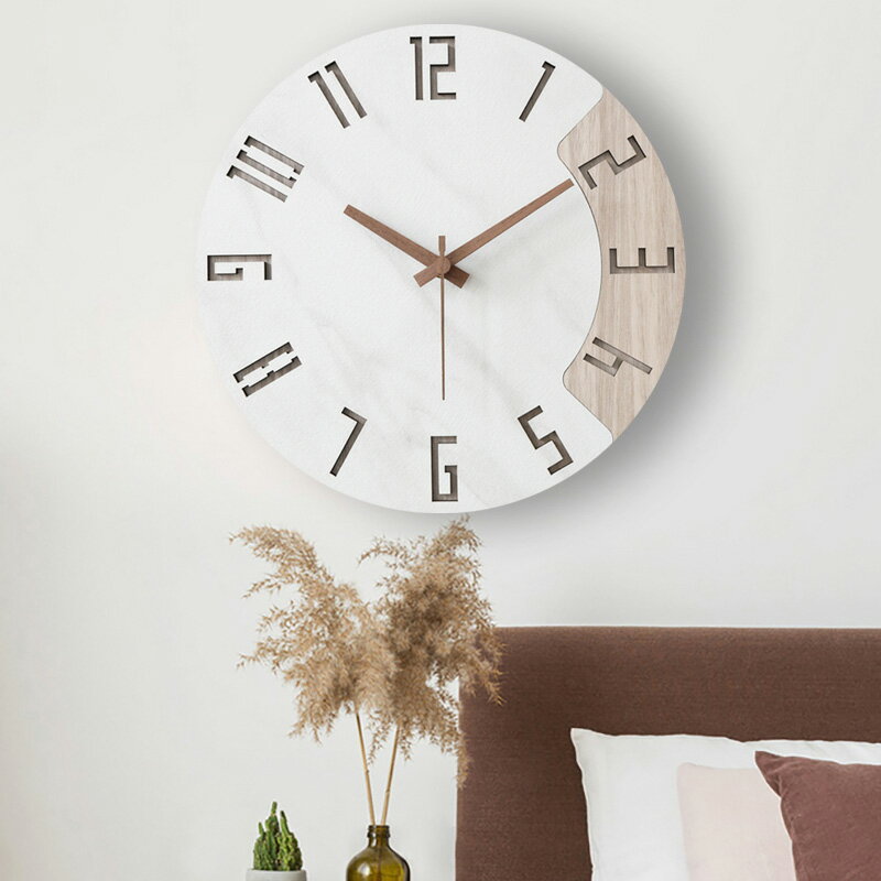 時鐘 掛鐘 大鐘面 北歐掛鐘靜音家用現代鐘錶圓形客廳臥室簡約掛錶個性電池時尚時鐘『wl10370』