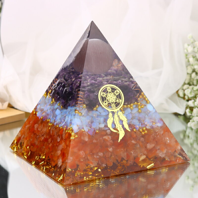 奧根金字塔招財轉運旺人緣床頭臥室辦公室桌面能量發生器擺件飾品