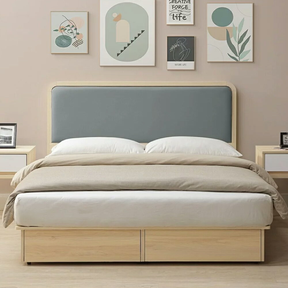 【直人木業】綠建材彩妝板溫馨系列平面大四抽床組-雙人加大6尺#小宅收納 1