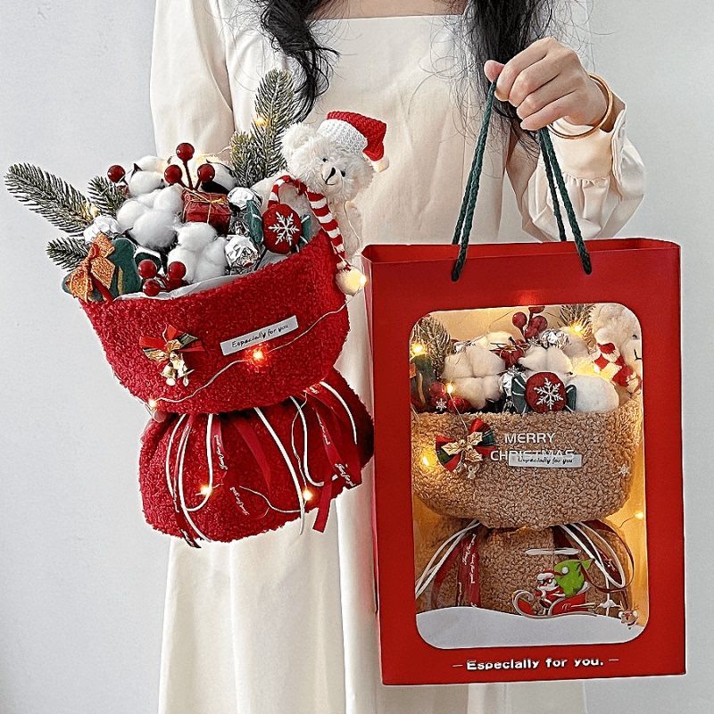 聖誕節禮物毛絨小熊玩偶花束節日禮品送女生閨蜜可愛生日儀式感【北歐居家生活】