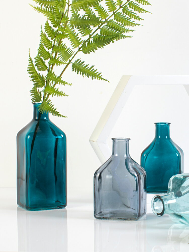 現代簡約ins透明玻璃花瓶擺件歐式創意家居裝飾客廳插花藝干花器1入
