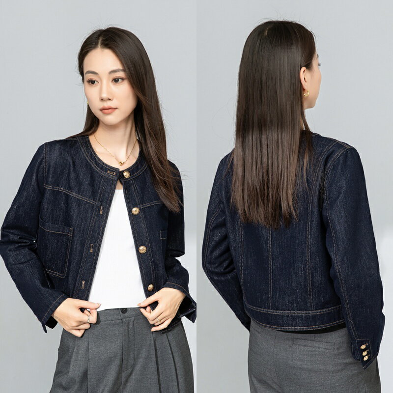 【巴黎精品】現貨+預購 女美式牛仔外套丹寧夾克經典牛仔襯衫休閒女裝-圓領貼袋染色女外套a1kh49