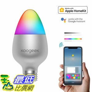 [107美國直購] Koogeek LED Light Bulbs Smart Night Light Bulb E26, Color Changing Dimmable Compatible with Alexa