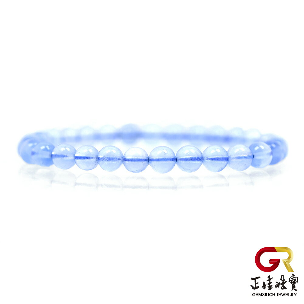 海藍寶 冰清淡藍 5.8-6.3mm 海藍寶手珠 日本彈力繩 正佳珠寶
