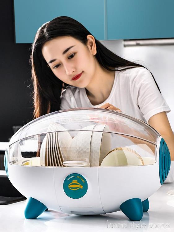 廚房碗筷收納盒置物架帶蓋防塵碗碟收納架檯面塑膠大碗櫃瀝水碗架 YTL 免運開發票