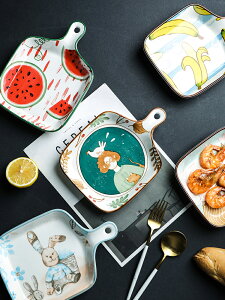 創意可愛網紅烤箱焗飯烘焙烤盤陶瓷家用帶手柄ins餐具菜盤子