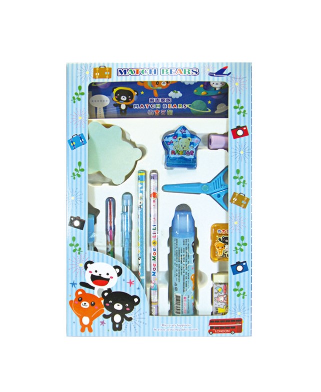 筌翔 麻吉家族 4500368 式單層鐵筆盒文具組 (13件)
