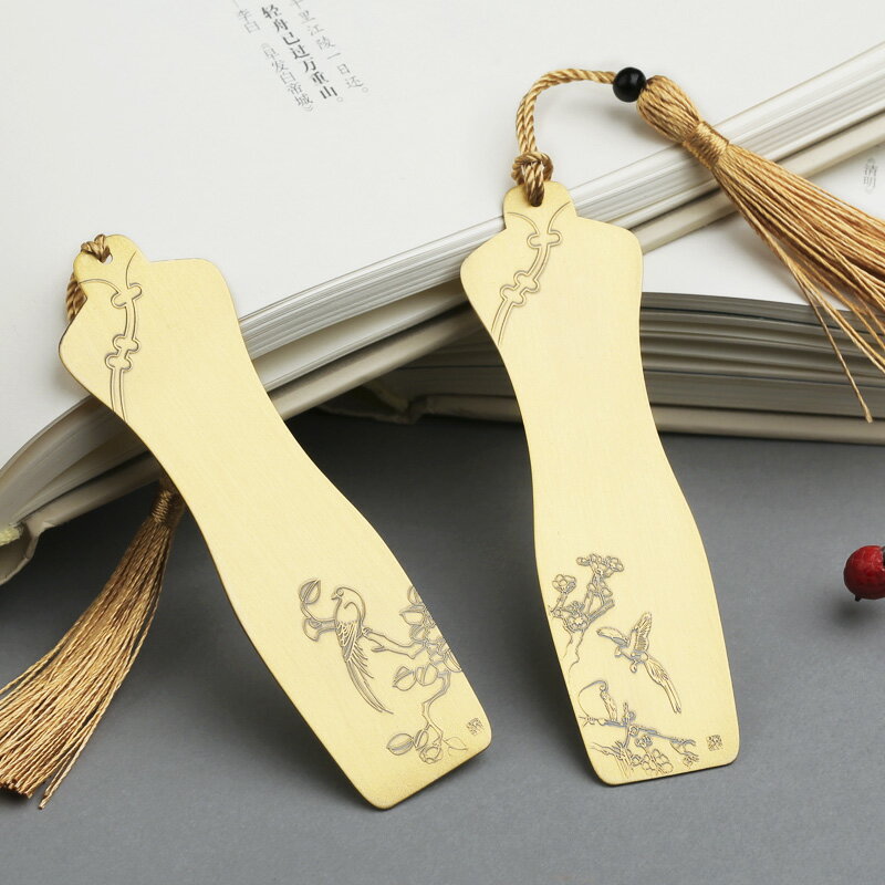 中國風黃銅金屬一對書簽套裝古典旗袍創意學生用古風禮物定制刻字