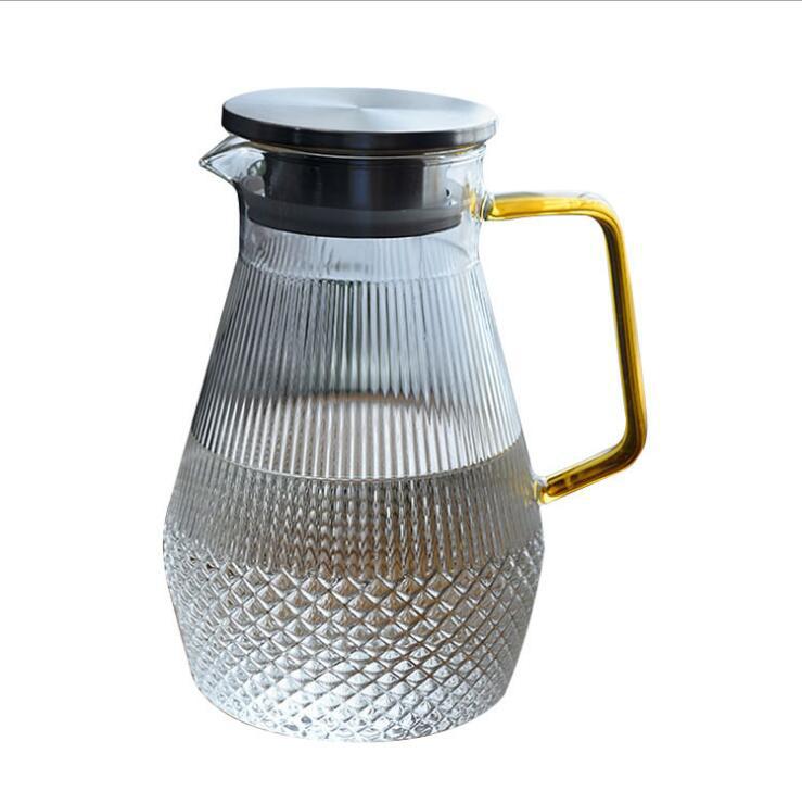 優樂悅~錘紋冷水壺高硼硅玻璃涼水壺水杯北歐耐熱大容量水具套裝家用手沖壺 茶壺