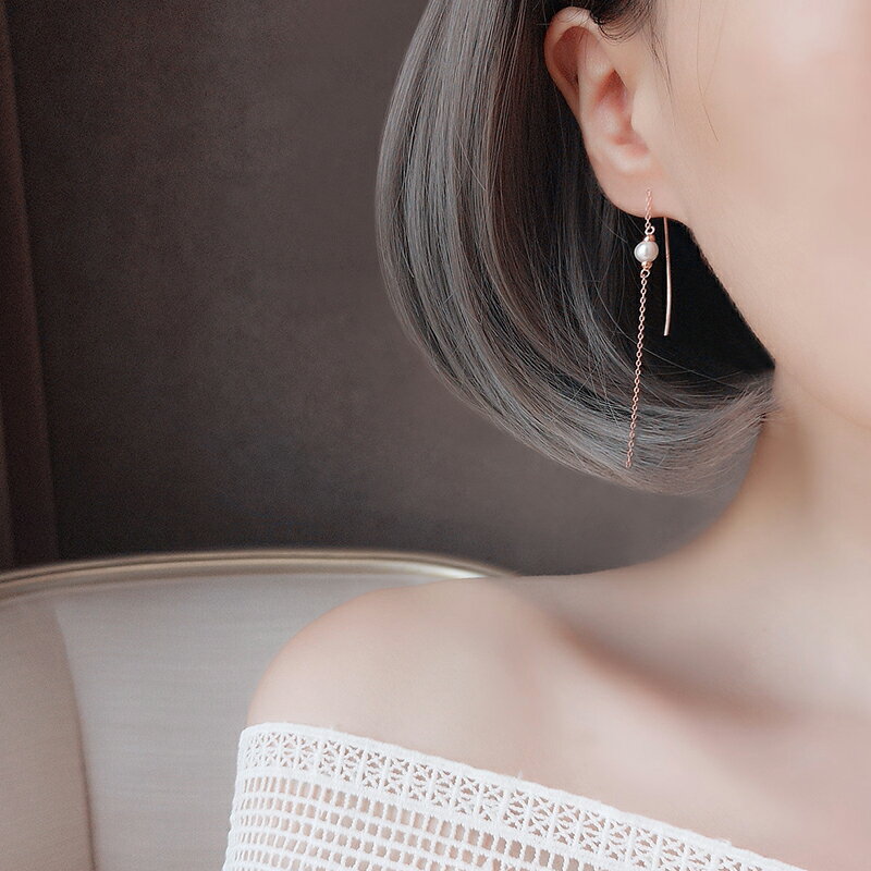 S925純銀韓劇金秘書為何那樣同款珍珠耳線女氣質超仙顯臉瘦的耳環1入