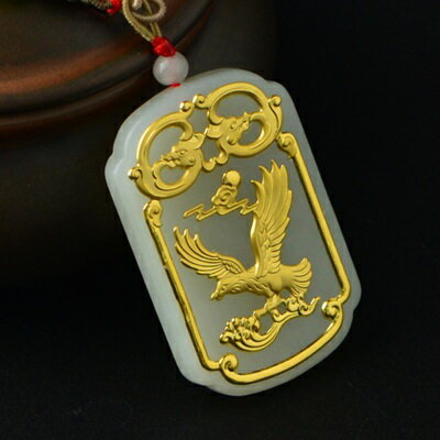 金鑲玉項鍊 和闐玉吊墜-大展鴻圖精美大方情人節生日禮物男女飾品73gf107【獨家進口】【米蘭精品】