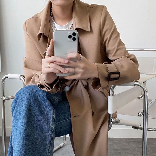 ANNAS 正韓 雙排扣 外套 長版 風衣 綁腰 大衣 偵探大衣 西裝 翻領 腰帶 顯瘦 百搭 韓國 2