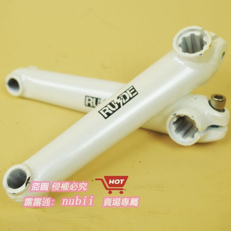 品牌BMX小輪車曲柄鉻鉬鋼8鍵19MM動作街車演車右驅152MM長白色