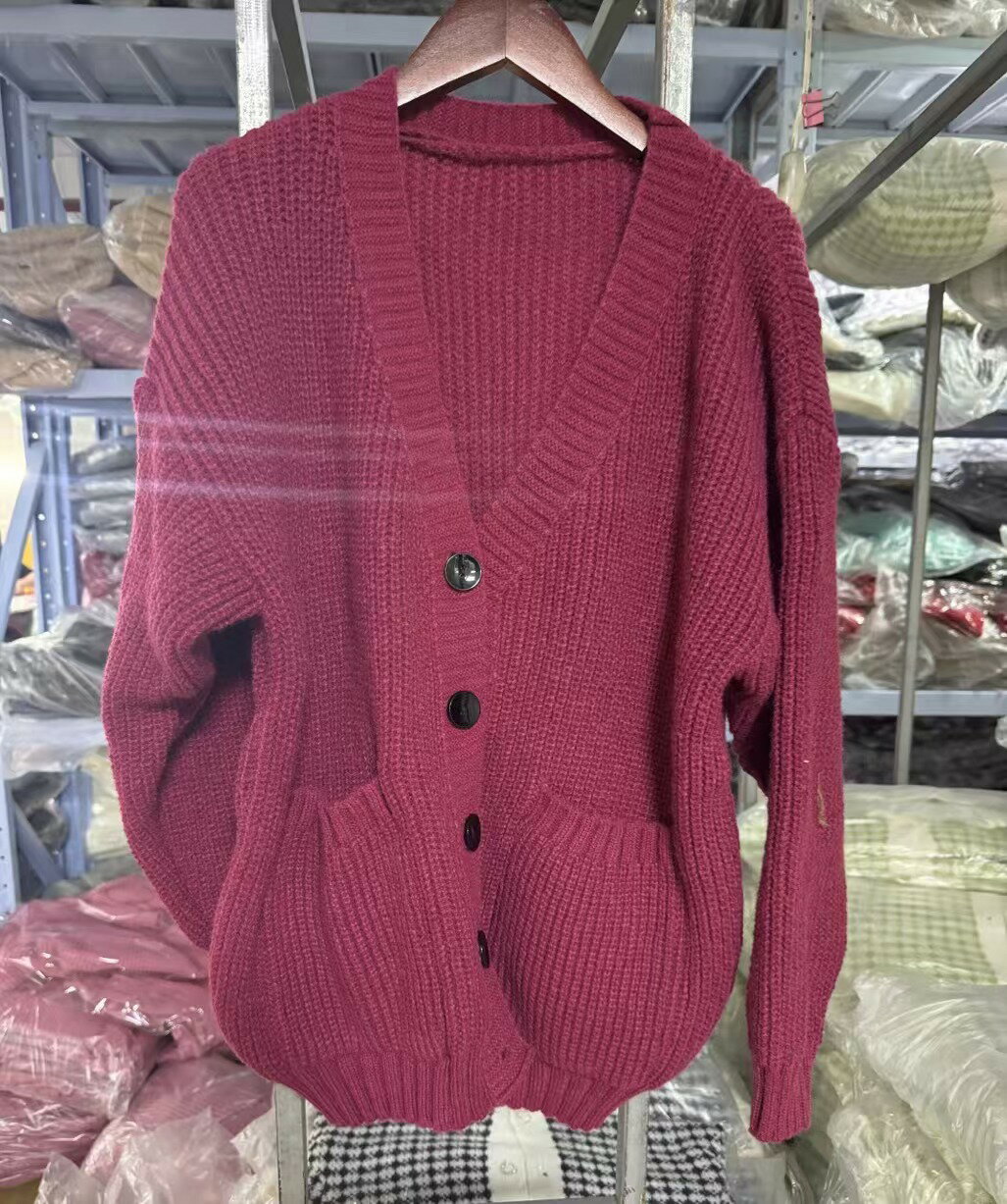 外套 女裝 休閒外套 時尚外套 保暖外套  韓版V領慵懶風開衫2025新款日系簡約毛衣女春秋冬休閒寬鬆針織衫 0