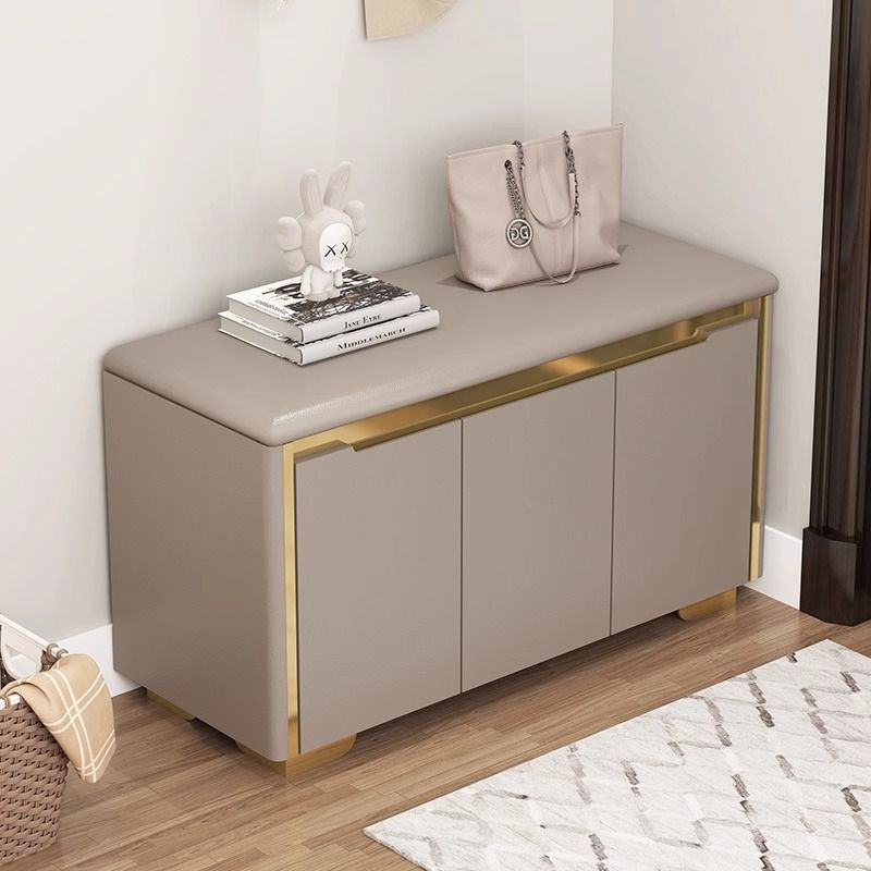 實木換鞋凳現代輕奢進門鞋架可坐式穿鞋凳小型鞋櫥門口軟包長凳子