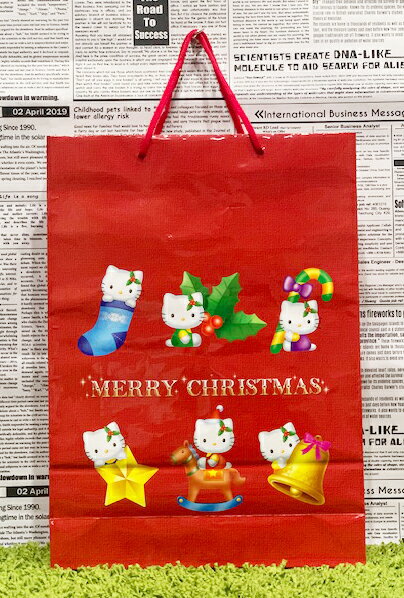 【震撼精品百貨】Hello Kitty 凱蒂貓 日本SANRIO三麗鷗KITTY紙袋/購物袋-聖誕紅*28853 震撼日式精品百貨