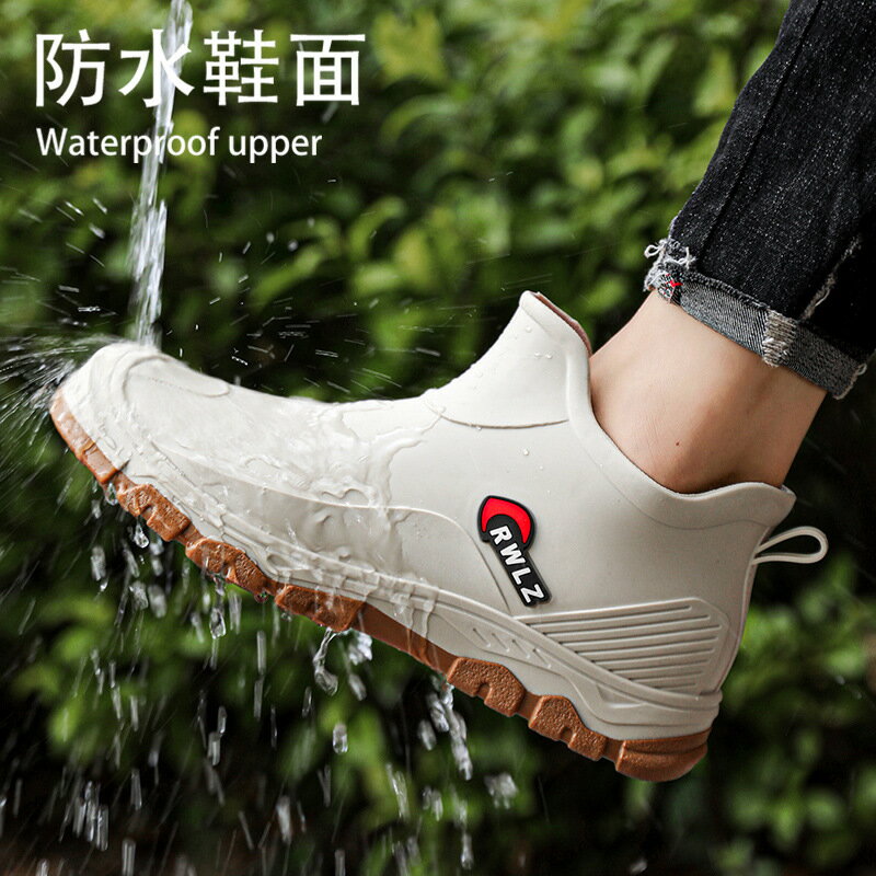 【喜挖】男士短筒雨鞋外穿時尚釣魚廚房騎手雨靴防滑防水耐磨厚底工作鞋夏