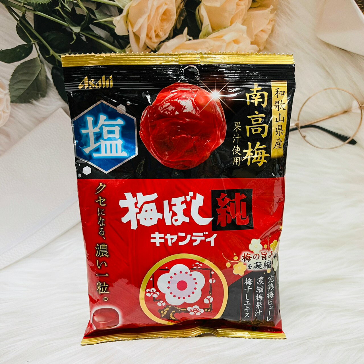 日本 Asahi 朝日 梅乾糖 鹽梅糖 南高梅果汁使用 84g｜全店$199免運