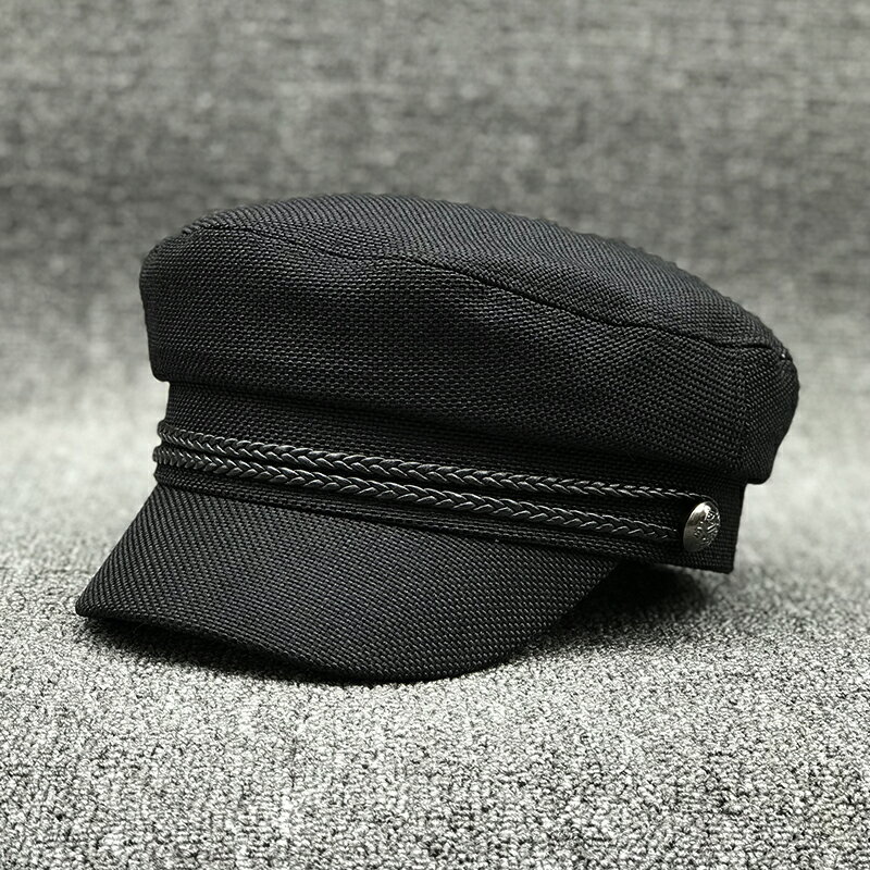 韓國春夏新款顯氣質棉麻海軍帽男女士時尚八角帽休閑百搭報童帽子1入