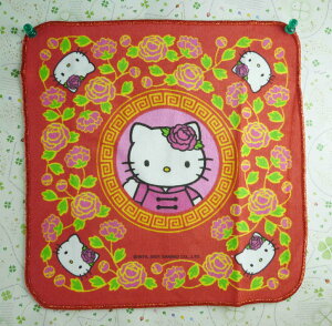【震撼精品百貨】Hello Kitty 凱蒂貓 方巾-限量款-中國紅 震撼日式精品百貨