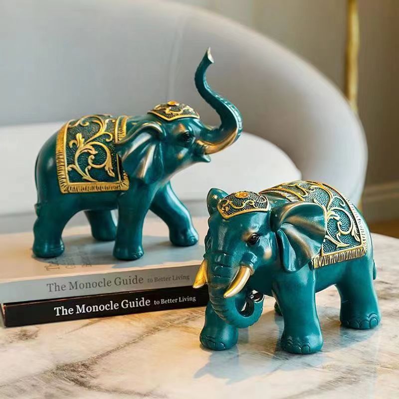 歐式創意大象擺件客廳酒柜辦公書柜高檔家居裝飾品樹脂工藝品
