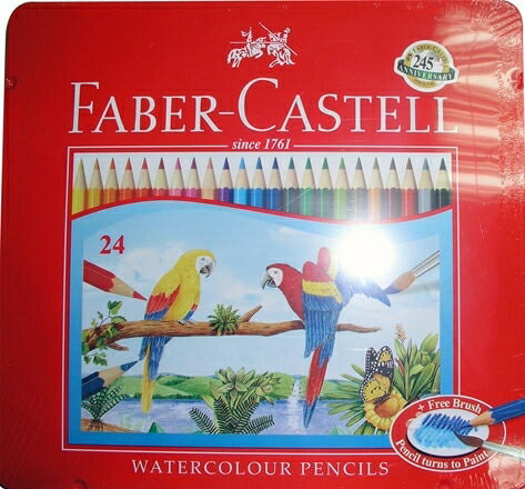 Faber-Castell水性色鉛筆紅色精緻鐵盒裝24色組*115925