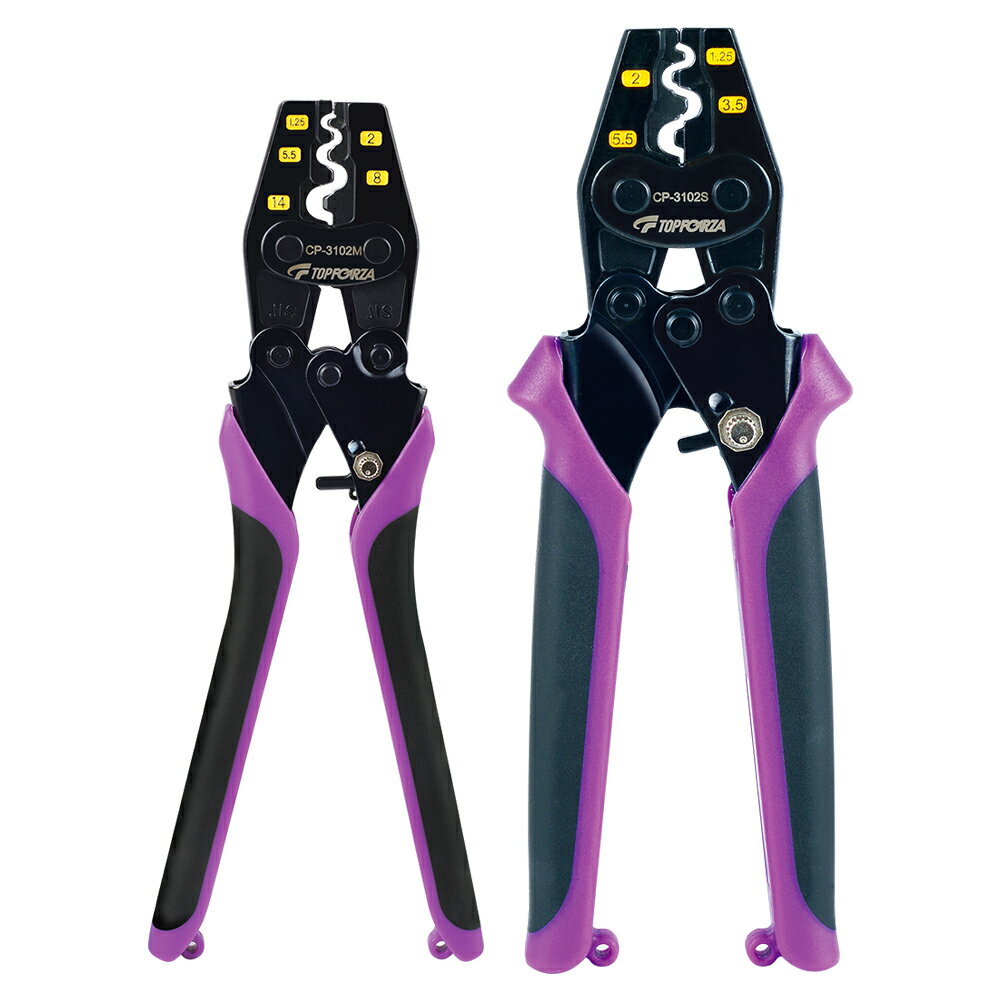 TOPFORZA 拓伏銳 雙色柄Y.O裸端子棘輪壓接鉗 CP-3102S CP-3102M 1