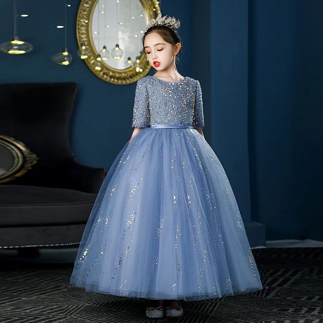 女童新款公主高端婚紗花童禮服兒童生日演出服主持人鋼琴洋氣