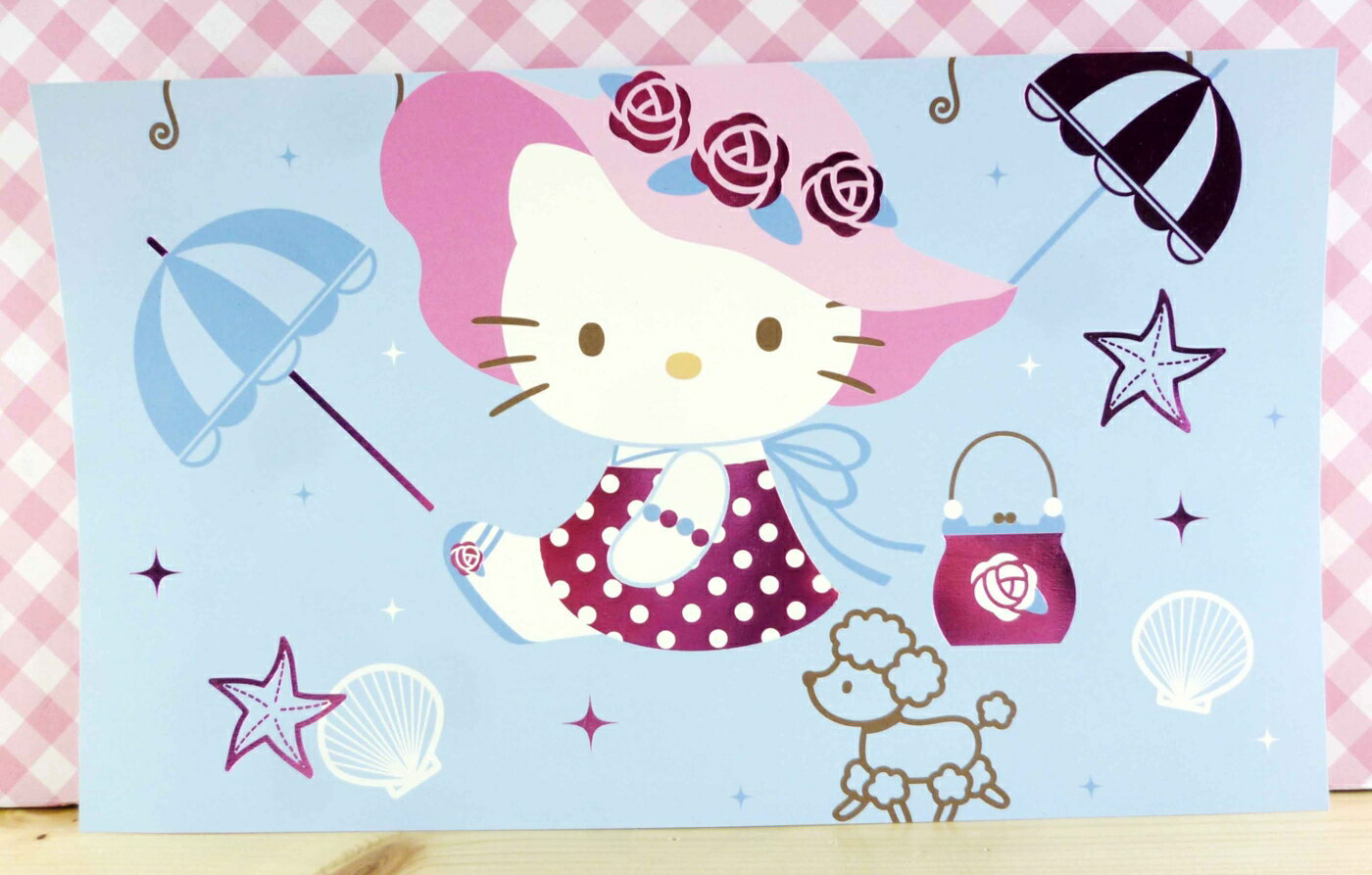 【震撼精品百貨】Hello Kitty 凱蒂貓 kitty大卡片 藍帽子坐 震撼日式精品百貨
