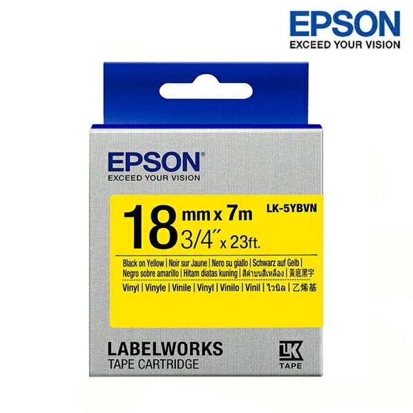 EPSON LK-5YBVN 黃底黑字 標籤帶 耐久型 (寬度18mm) 標籤貼紙 S655424
