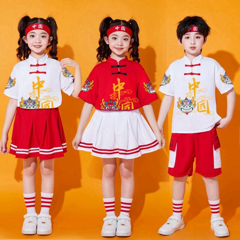 六壹兒童錶演服中小學生運動會啦啦隊幼兒園舞蹈班服國風演出服裝[萌寶童裝]可開發票