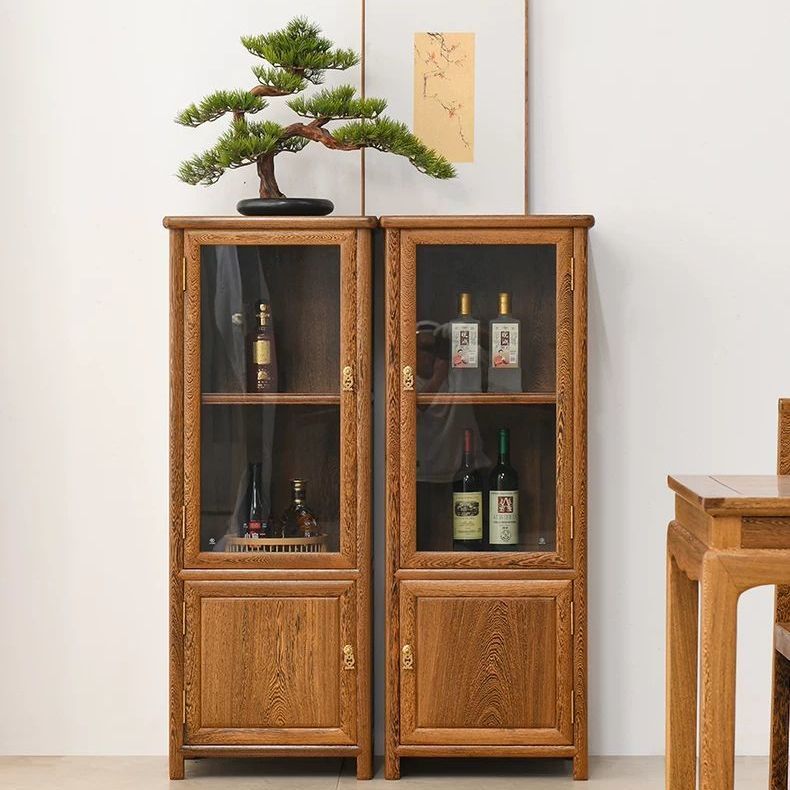 木酒櫃小型置物櫃中式儲物櫃實木單門玻璃櫃展示櫃紅木餐邊櫃203Y 公司貨