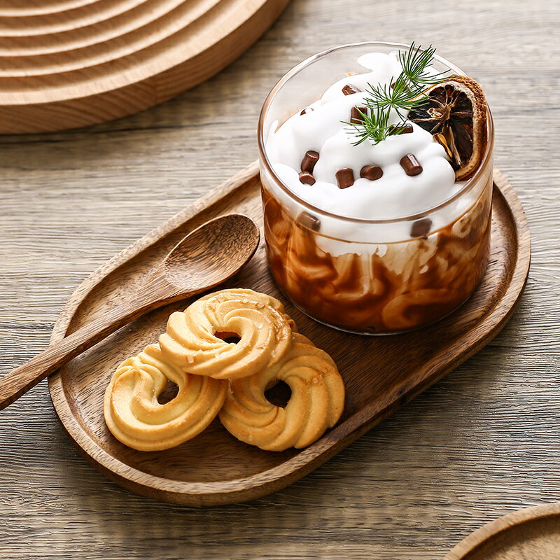 玻璃冰沙碗水果沙拉碗冰淇淋麥片早餐碗透明小碗日式木托盤甜品碗 居家擺件居家小物