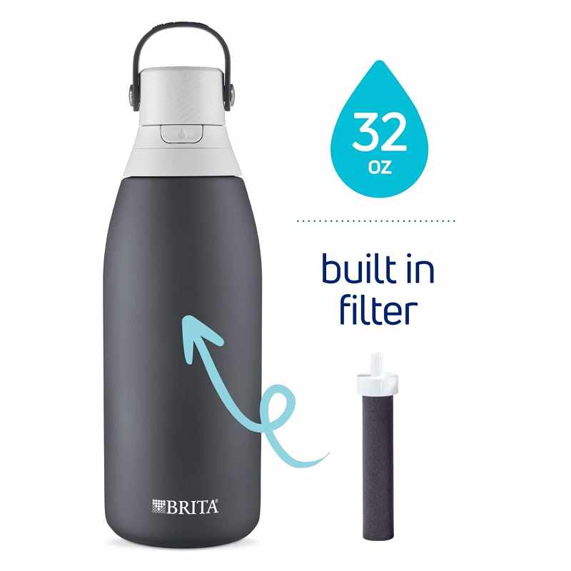[4美國直購] Brita 946ml 不鏽鋼保溫瓶 內含吸管+1支濾芯 32oz Insulated Filtered Water Bottle