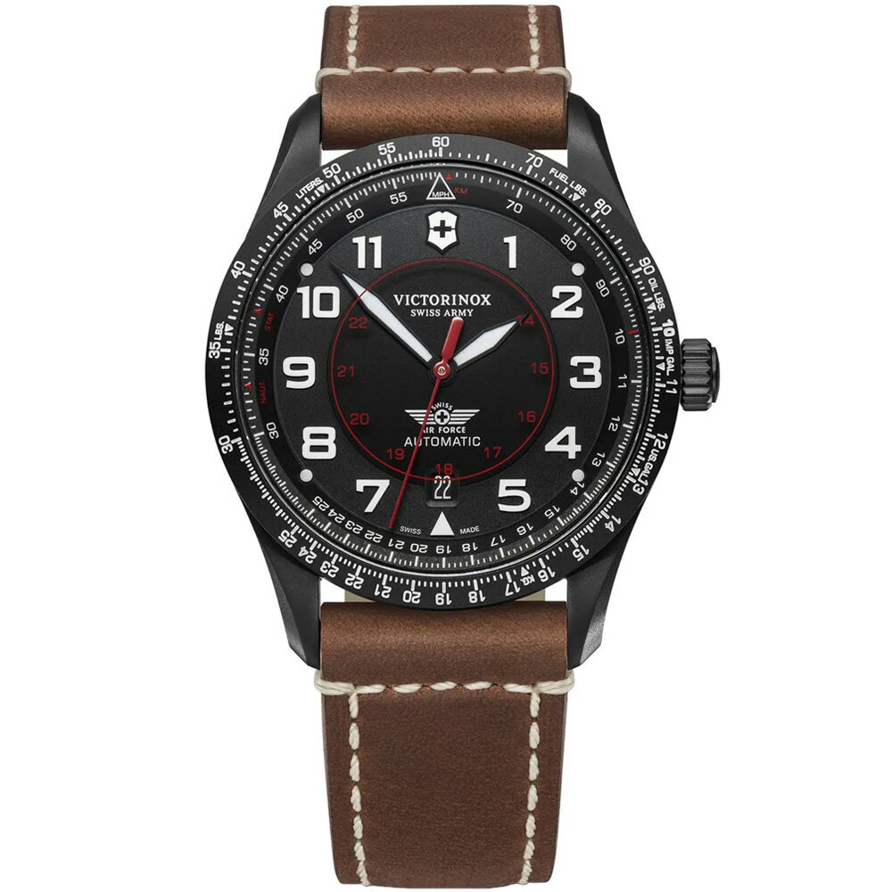 VICTORINOX 瑞士維氏 AirBoss 經典飛行機械腕錶(VISA-241886)-42mm-黑面皮革【刷卡回饋 分期0利率】【APP下單4%點數回饋】