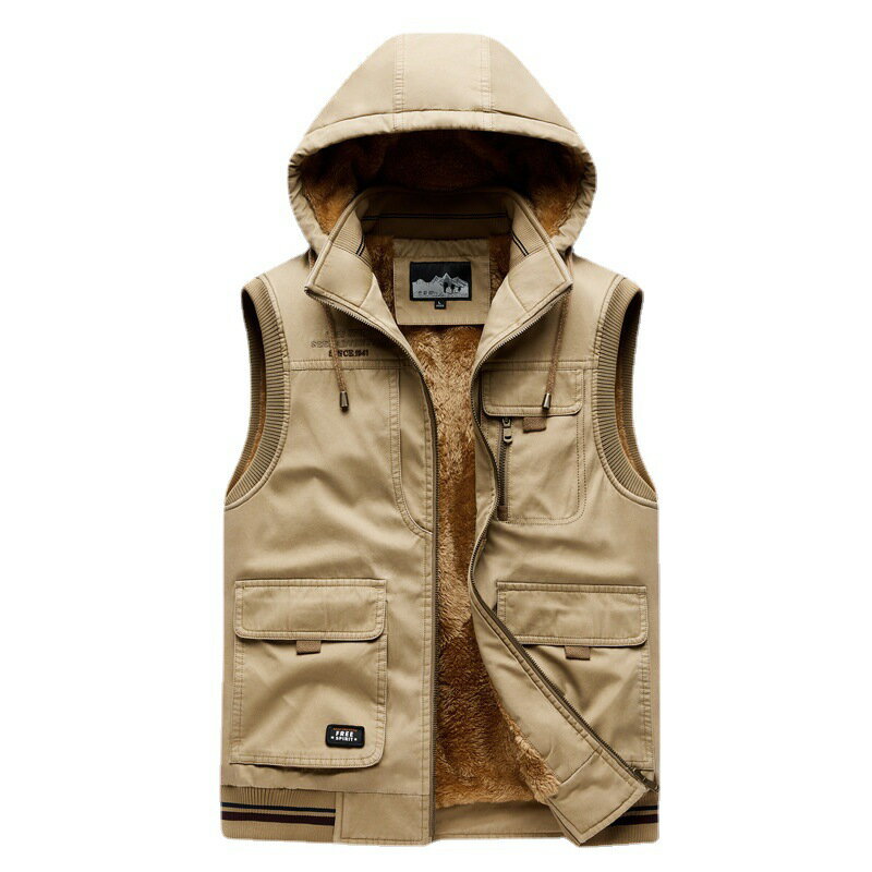 【巴黎精品】現貨+預購 男工裝背心男連帽外套加絨釣魚背心-防風保暖露營戰術攝影登山單車5色a1du56