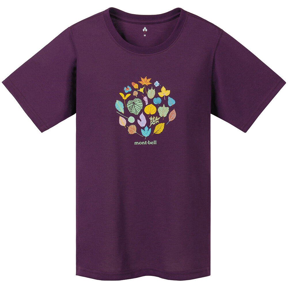 【【蘋果戶外】】mont-bell 1114182 MULB 紫紅【女款】山木葉 Wickron 短袖排汗衣 排汗T恤 機能衣