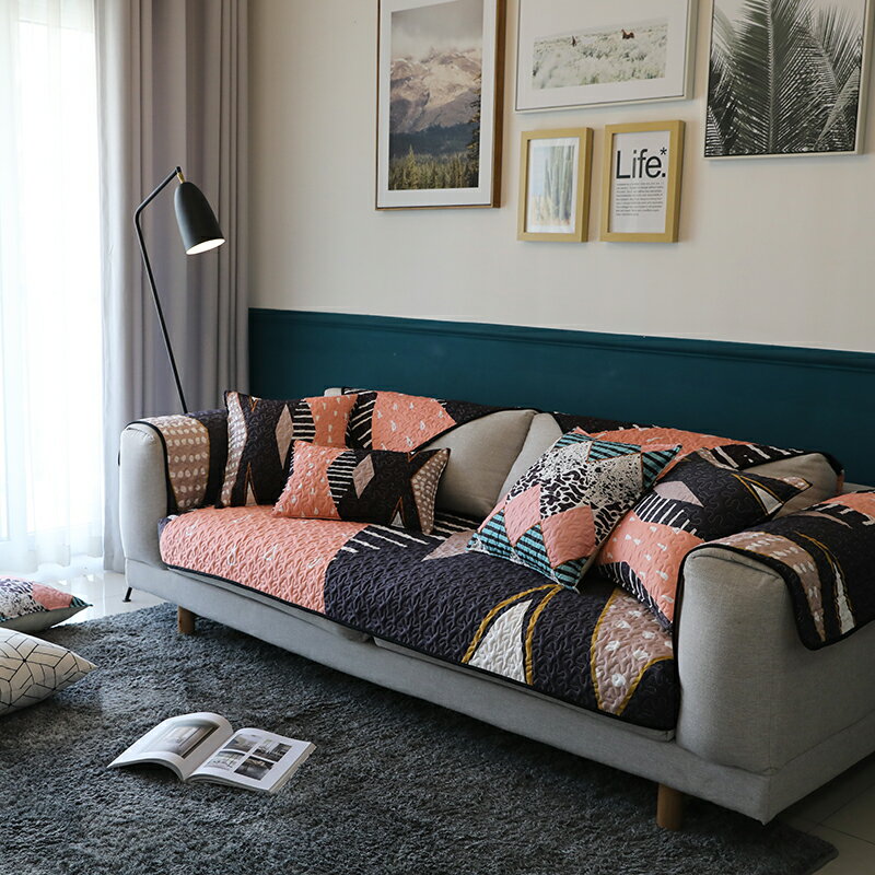 北歐幾何時尚網紅沙發墊 簡約布藝防滑沙發套 可愛組合佈藝沙發巾罩 (70*150cm)