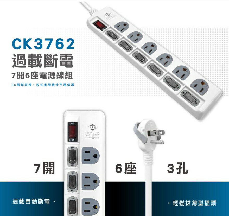 【現貨】延長線 三孔延長線 威電延長線 威電延長線-CK3762 安全延長線 延長線插座 興雲網購