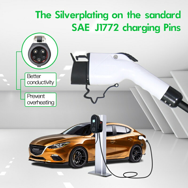 7KW壁掛式充電樁32A家用充電器J1772美標日標TYPE1充電線特斯拉保時捷沃爾沃現代豐田 6