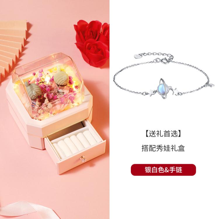 月光石純銀手鏈女夏ins小眾設計星球簡約手飾品2022新款生日禮物