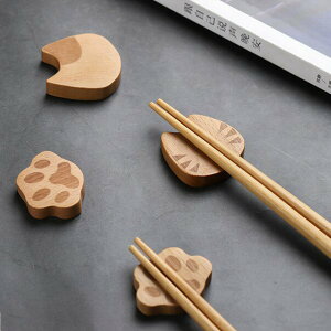 日式 木製筷架 筷子架 筆托 創意廚房 櫸木貓咪筷架 可雷雕加工